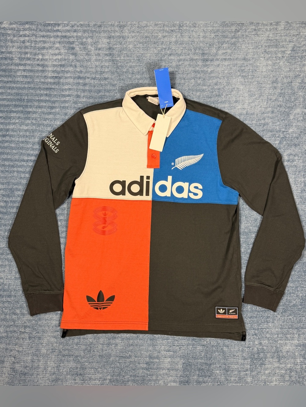 Adidas Originals All Blacks Colorblock Long Sleeve Rugby Polo Men's Small NWT